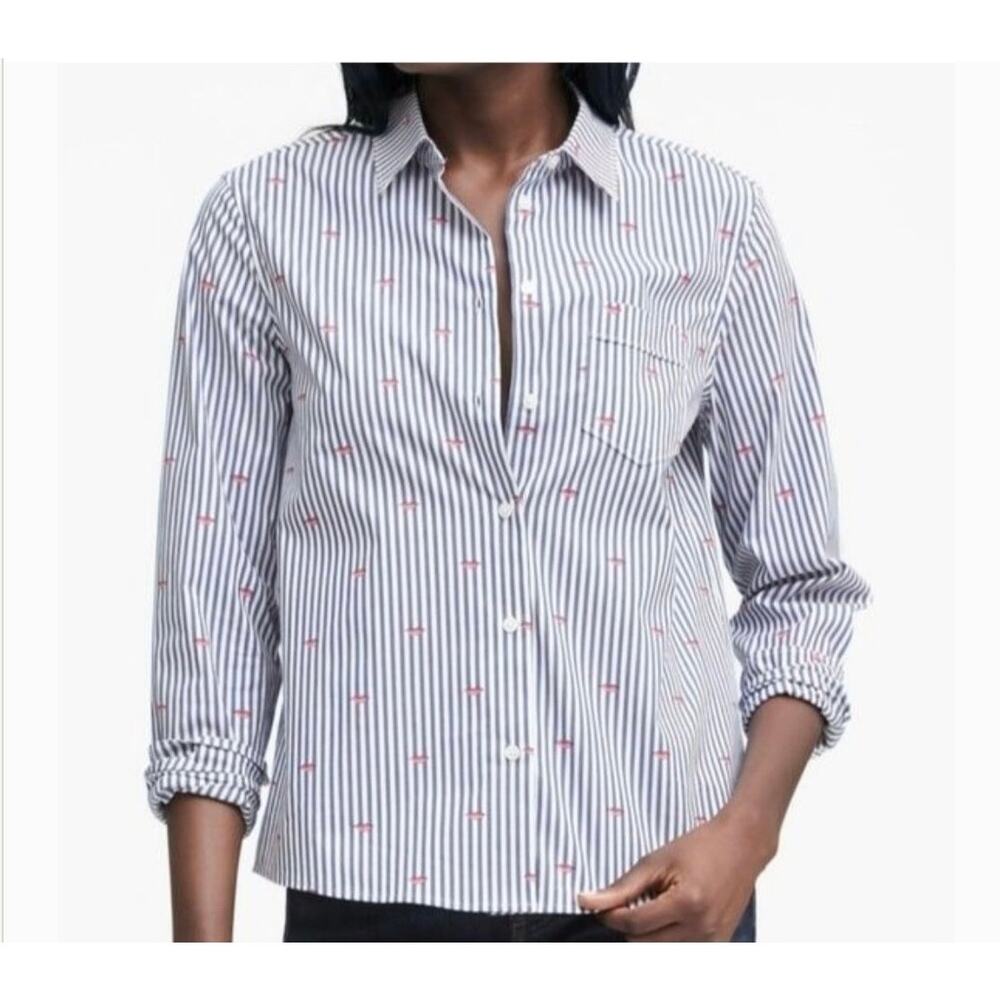 Banana Republic Quinn Boy Lip Print Striped Shirt  Sz XS